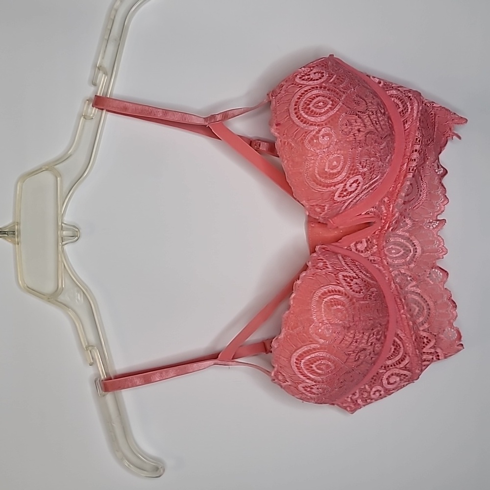 XOXO lace demi bra 34B underwire pushup with strap above cups coquette feminine